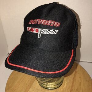 Vintage CORVETTE 70s 80s USA Mesh Trucker Hat Cap Snapback Horizon Sportswear